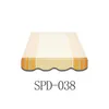 A product shot of an awning valance with a scalloped edge and striped pattern. Produktbild-Vorschau
