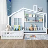 MODFU Kinderbett Holzbett 90x200 cm (140x70 cm) mit Fenster Produktbild-Vorschau 2