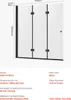 A diagram of a shower door with dimensions and specifications. Podgląd zdjęcia produktu