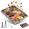Edelstahl Grillplatte mit Grillspachtel Plancha Set für Produktbild-Vorschau 1