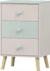 A children's dresser with three drawers, each featuring a star-shaped knob. The dresser has a white and mint green color scheme and stands on wooden legs. Anteprima dell’immagine prodotto