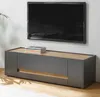 A modern TV stand with a television mounted above it, in a living room setting. Produktbild-Vorschau