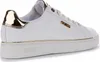 A side view of a white Guess sneaker with gold accents. Produktbild-Vorschau