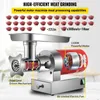 A close-up marketing image of a meat grinder with text overlays highlighting its features and capabilities. Produktbild-Vorschau
