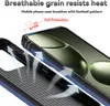 Close-up of a phone case with arrows indicating airflow, suggesting breathability. Produktbild-Vorschau