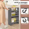 COSTWAY Vozík do výklenku, šírka 25 cm, 4 poschodia, úzky Náhľad obrázku produktu 7