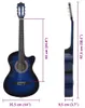vidaXL Westernová gitara s výrezom a 6 strunami Blue Shaded Náhľad obrázku produktu 7