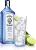 A bottle of Bombay Sapphire Gin and a glass of gin and tonic with lime. Produktbild-Vorschau
