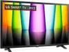 A black LG smart TV displaying a colorful abstract image with a promotional overlay. Anteprima dell’immagine prodotto