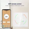 A smartphone displaying a thermostat app next to a digital thermostat on a wall. Podgląd zdjęcia produktu