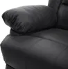 A close-up view of the armrest and seat cushion of a black leather recliner chair. Podgląd zdjęcia produktu