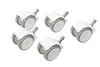 A group of five white and gray casters arranged on a white background. Produktbild-Vorschau