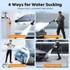 A collage of four images showing different ways to use a water sucking device for cleaning cars. Produktbild-Vorschau