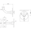 Technical drawings of a handrail bracket with dimensions. Produktbild-Vorschau