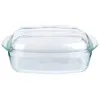 A clear glass baking dish with a lid, shown from the front on a white background. Podgląd zdjęcia produktu