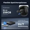 Marketing image showing storage options for a security camera. Produktbild-Vorschau