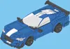 A 3D rendering of a blue sports car made of LEGO bricks. Produktbild-Vorschau