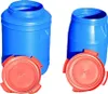 Two blue plastic barrels with red lids are shown against a white background. Produktbild-Vorschau
