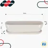 A white ceramic planter with a saucer, shown with dimensions indicated by measurement lines and text. Produktbild-Vorschau