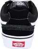 The back view of a black and white Vans sneaker. Voir les images du produit
