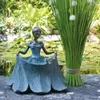 Vogeltränke Gartenfigur Mädchen Blütenkleid Deko Polyresin Produktbild-Vorschau 2