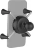 A smartphone holder with a ball joint attached to a gray rectangular object, likely a phone. Náhled obrázku produktu