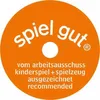 An orange circular badge with white text and a white circle in the center. Produktbild-Vorschau