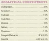 A list of analytical constituents for a pet food product. Voir les images du produit