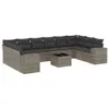Design 11-tlg. Garten-Sofagarnitur mit Kissen Grau Poly Produktbild-Vorschau 2