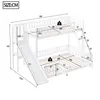 A diagram showing the dimensions of a white bunk bed with a slide. Produktbild-Vorschau