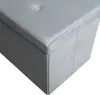 Close-up view of a grey storage ottoman. Produktbild-Vorschau