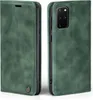 A green flip case for a Samsung Galaxy S20+ phone, shown from the front and back. Produktbild-Vorschau