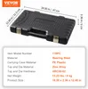 A black carrying case for a tool set is shown with dimensions and product specifications overlaid. Produktbild-Vorschau