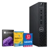 A Dell OptiPlex 3070 Mini PC computer is shown alongside boxes for Windows 11 Pro, Norton 360 Deluxe, and a 12-month warranty. Produktbild-Vorschau