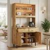 Merax Buffetschrank Hochschrank mit Glastüren, Produktbild-Vorschau 16