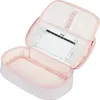 An open pink pencil case with a clear plastic pocket containing a schedule or chart. Podgląd zdjęcia produktu