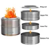 An exploded diagram showing the components of a fire pit. Produktbild-Vorschau