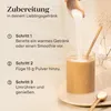 Instructions for preparing a drink with collagen powder. Produktbild-Vorschau