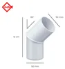 INEFA Regenrohrbogen 45 Grad für Fallrohr DN50 / 50mm Weiß Produktbild-Vorschau 2