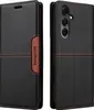A black leather flip wallet phone case for a Samsung Galaxy A16 5G/4G is shown from two angles. Produktbild-Vorschau