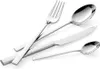 A set of silverware, including a fork, a large spoon, a knife, and a small spoon, arranged diagonally on a white background. Podgląd zdjęcia produktu