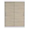 A front view of a sliding door wardrobe with a wood grain finish. Voir les images du produit