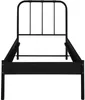 A black metal bed frame shown from the front against a white background. Produktbild-Vorschau