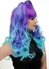 WIG ME UP Perücke Cosplay Zöpfe Ombre Blau Türkis Produktbild-Vorschau 3