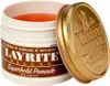 A jar of Layrite Superhold Pomade with its lid off, placed on a white background. Produktbild-Vorschau