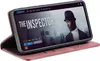A smartphone in a pink flip case displaying a movie poster for 'The Inspector'. Produktbild-Vorschau