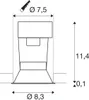 A technical drawing showing the dimensions of a downlight. Náhľad obrázku produktu
