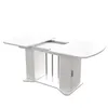 A white dining table with an extendable top, shown against a white background. Produktbild-Vorschau