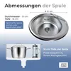 ANW HOME Kuchynský drez, okrúhly, Ø51 x 16 cm, saténový, so Náhľad obrázku produktu 3