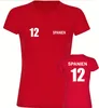 multifanshop Damen T-Shirt - Spanien - Trikot Nummer 12, Produktbild-Vorschau 1